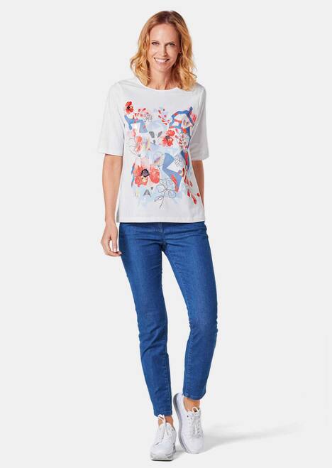 Gedessineerd shirt van onderhoudsvriendelijke katoenjersey