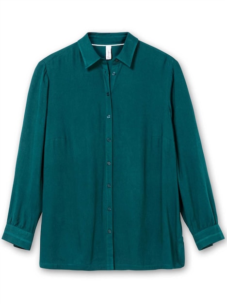 Hemdbluse Klassische Bluse aus Twillqualität Langarm Uni Hemdkragen