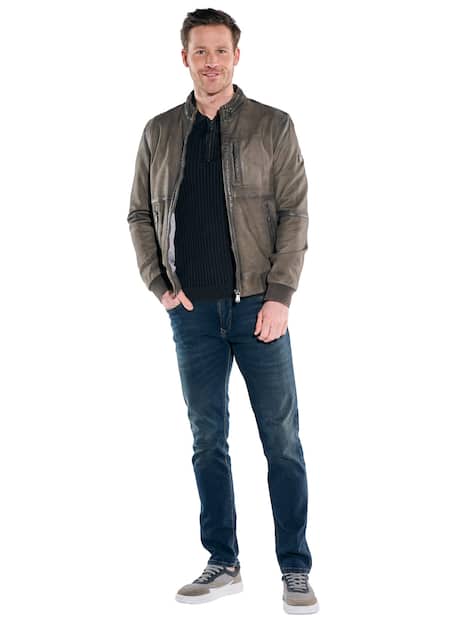 engbers Herren Lederjacke , Oliv