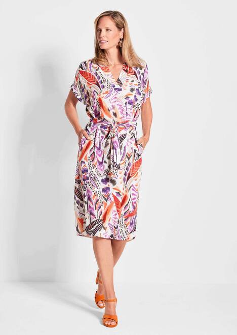 Kurzarm-Kleid mit Ethno-Print
