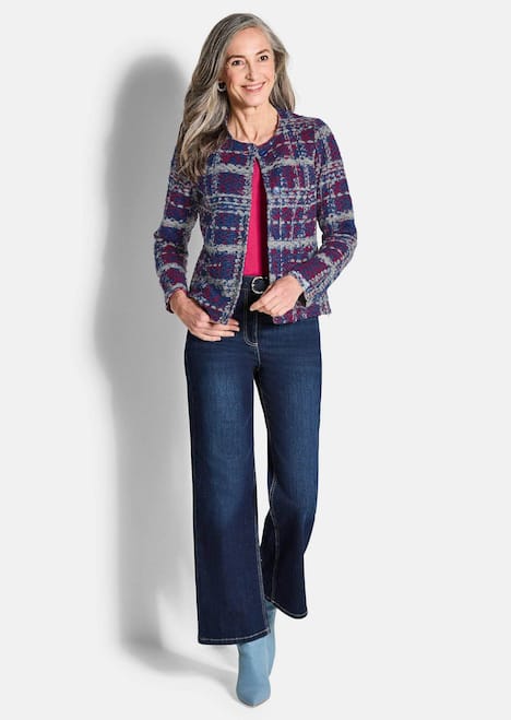 Elegante Jersey-Jacke mit Karomuster