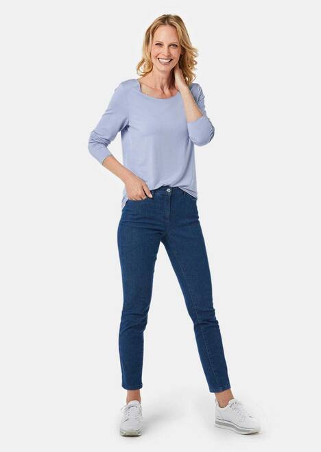 Langarmshirt mit tonaler Zierkante