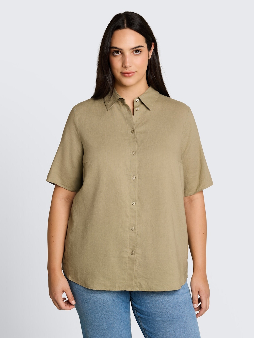 Loose Fit Bluse mit Leinenanteil