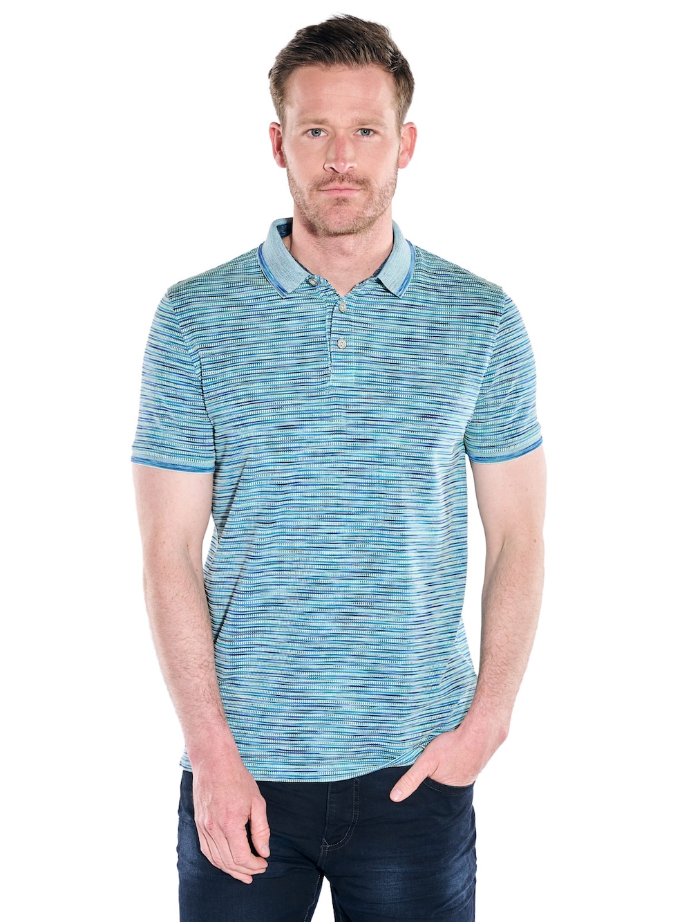 Herren Polo-Shirt meliert , Hellgruen