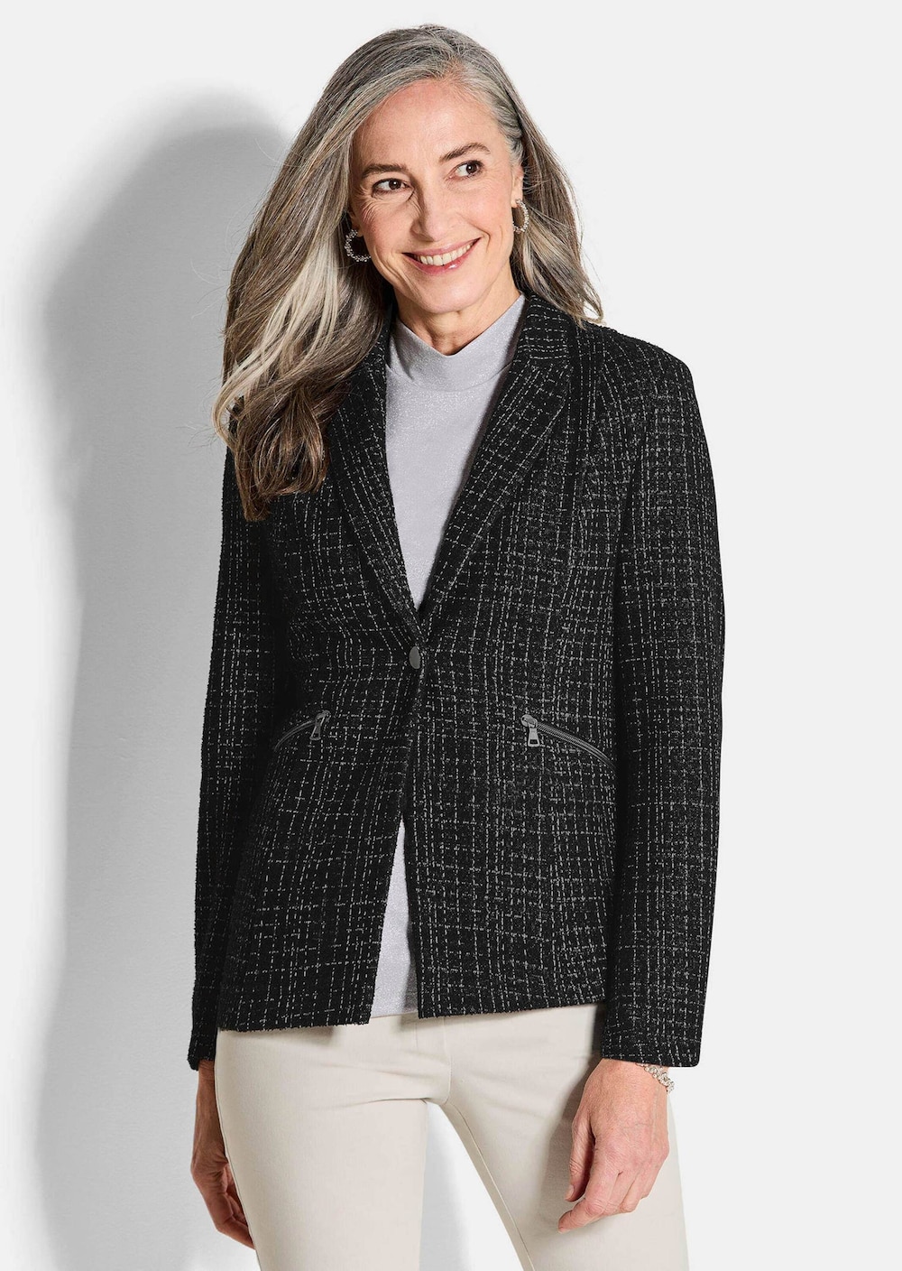 Jersey-Blazer in Tweed-Optik