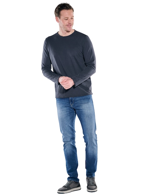 Herren Rundhals Shirt , Saphirblau