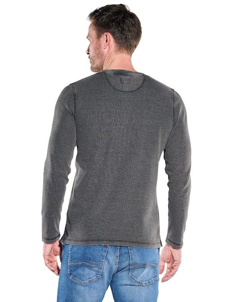 Herren Henley Shirt , Anthrazit