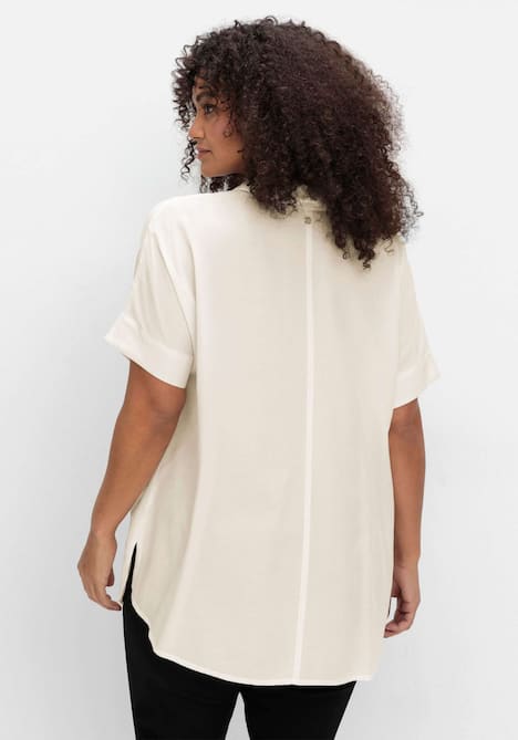 Hemdbluse Kurzarm Uni Hemdkragen