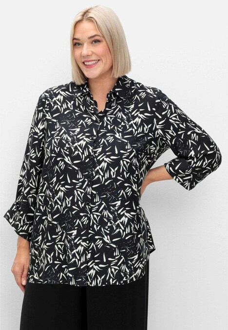 Hemdbluse 3/4-Arm Sonstiges Muster Hemdkragen