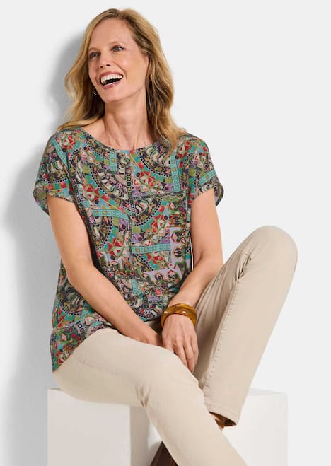 Viskoseshirt mit Muster-Mix