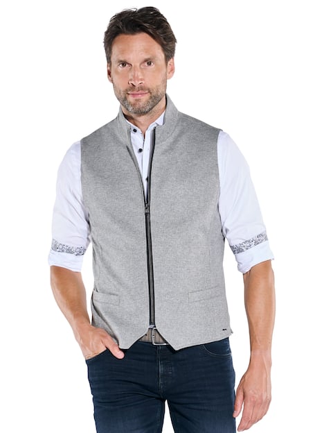 engbers Herren Sakko-Weste aus elastischem Warenmaterial , Silbergrau