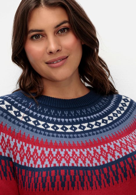 Pullover Langarm Jacquard Sonstiges Muster Ohne Kragen