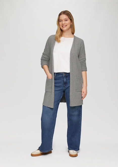 Lange Strickjacke mit Rippbündchen