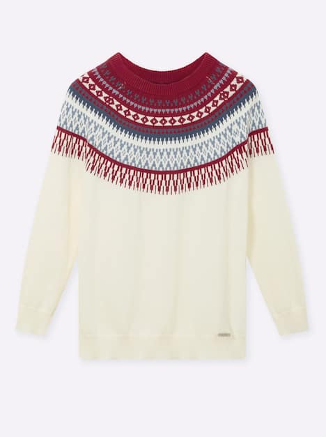 Pullover Langarm Jacquard Sonstiges Muster Ohne Kragen