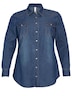 Jeansbluse Jeansbluse mit Druckknöpfen Langarm Uni Hemdkragen