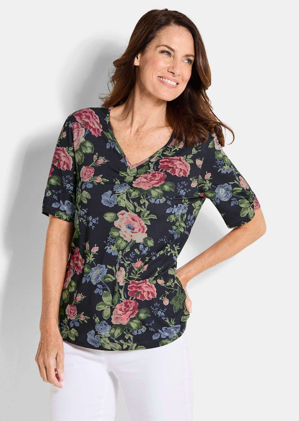 Elegante bedrukte blouse met bloemenmotief