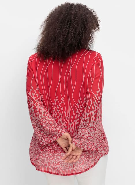 Tunika Langarm Print Ohne Kragen