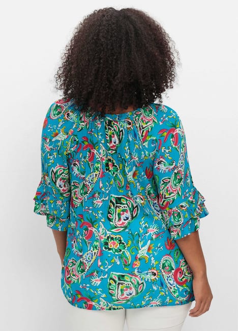 Tunika 3/4-Arm Blumen Ohne Kragen
