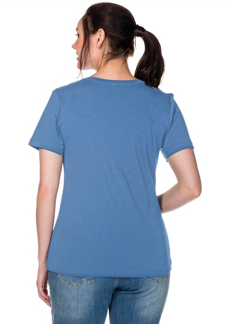 T-Shirt Kurzarm Uni Ohne Kragen