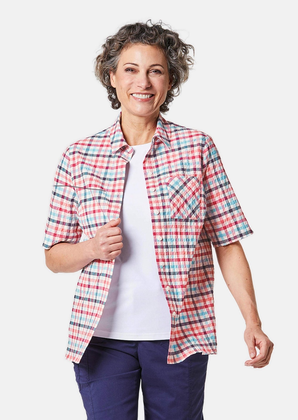 Wander-Bluse in Seersucker Qualität