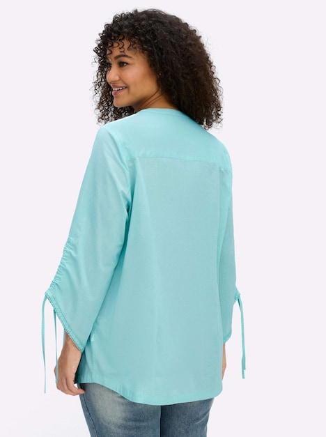 3/4-Arm-Bluse 3/4-Arm Ohne Kragen