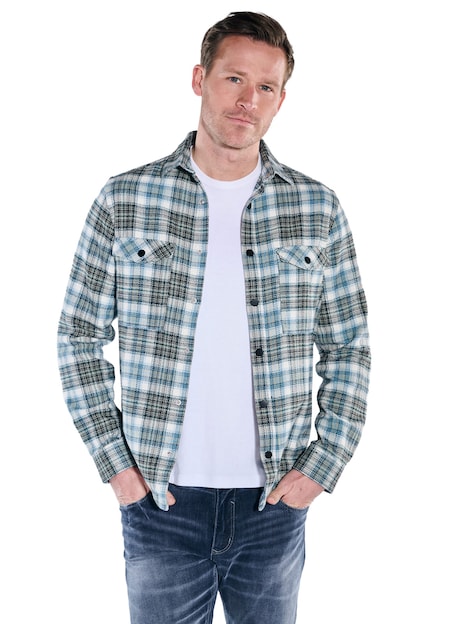 Herren Overshirt kariert , Khaki