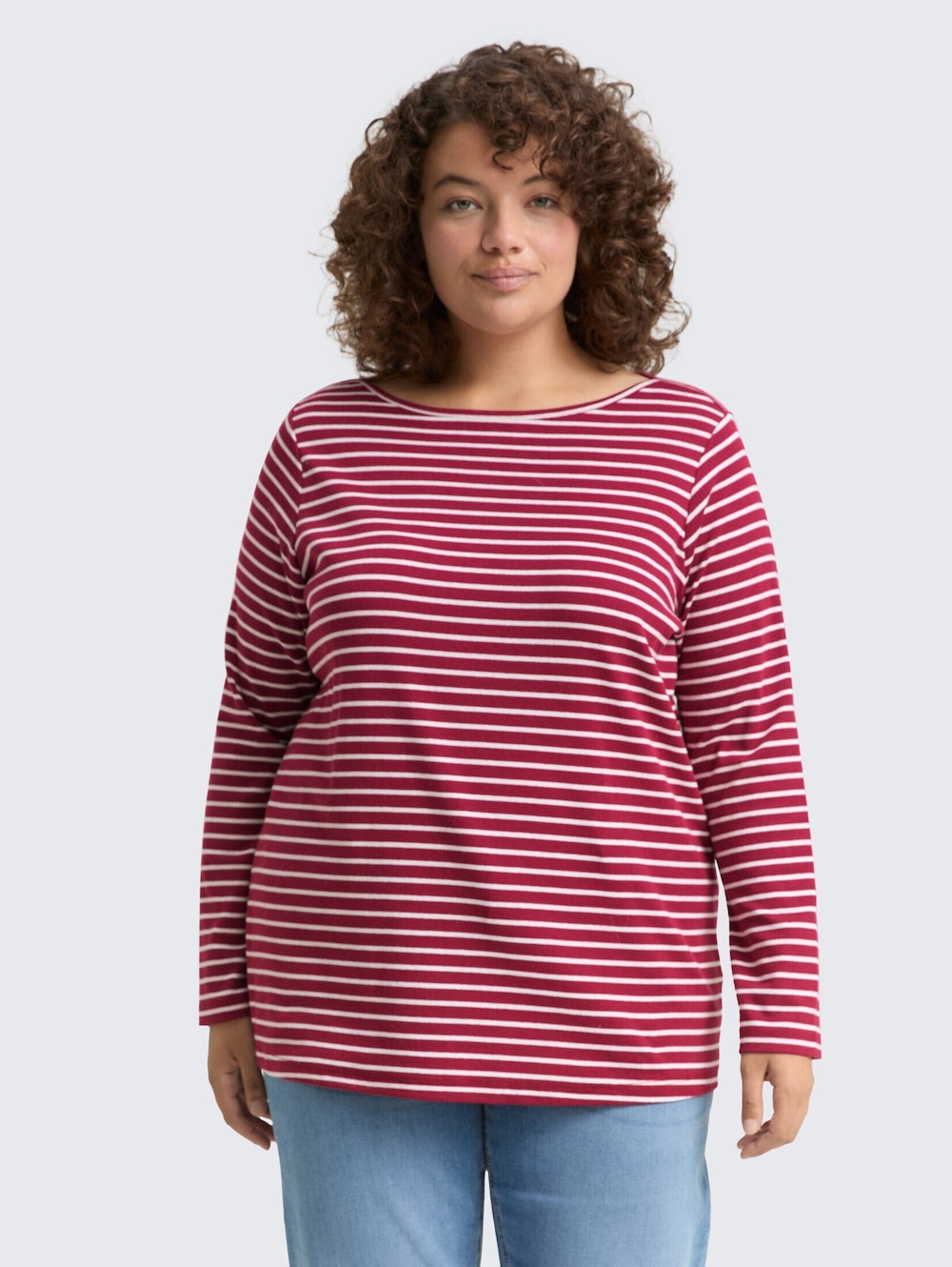 Tom Tailor Women PLUS T-Shirt Plus Size - Langarmshirt mit Streifenmuster