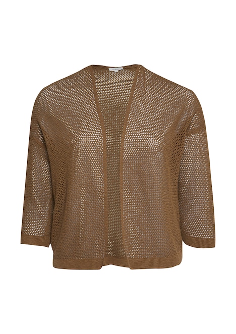 Ajour-Strickjacke mit 3/4-Arm