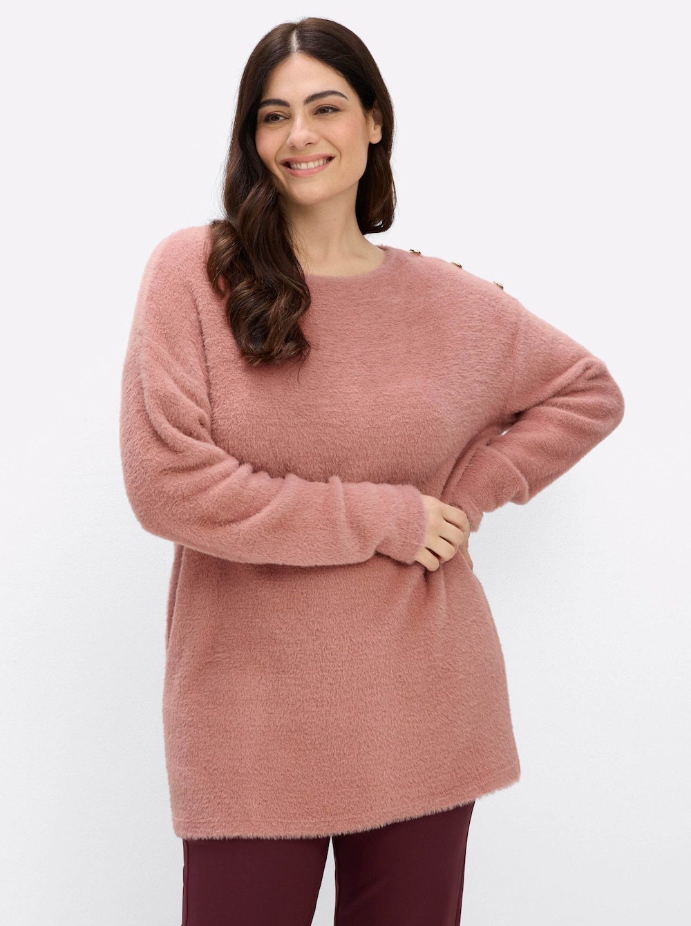 Langarm-Pullover Feinstrickpullover mit U-Boot-Ausschnitt Langarm