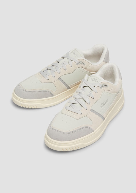 Leder-Sneaker mit Plateau-Sohle