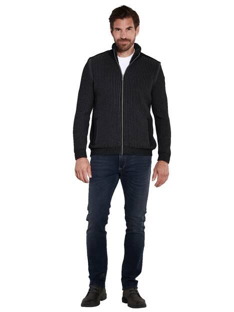 engbers Herren Strickjacke strukturiert , Anthrazit