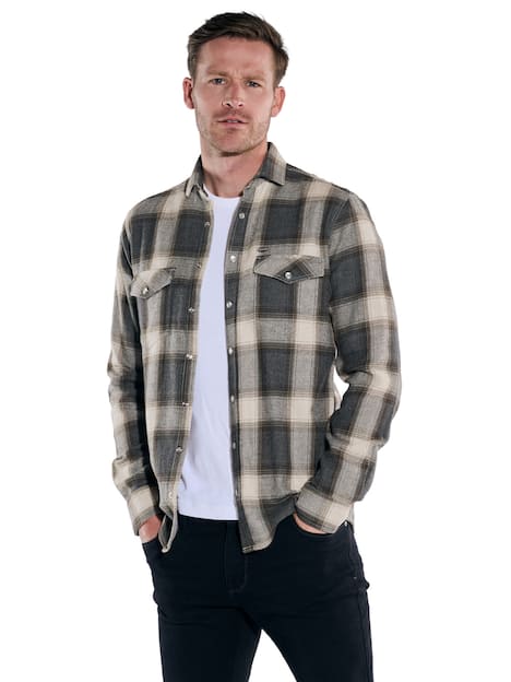 engbers Herren Overshirt kariert , Beige