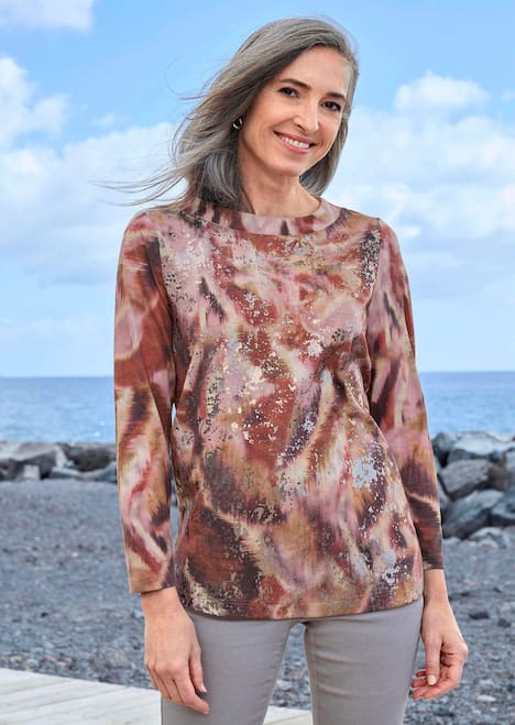 Langarm Printshirt, U-Boot-Ausschnitt