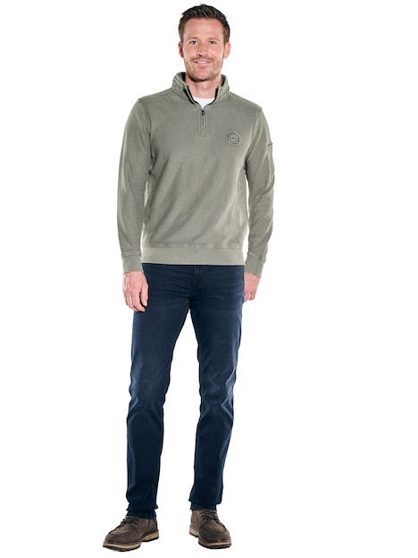 Herren Sweatshirt mit Stehkragen , Dunkelgruen