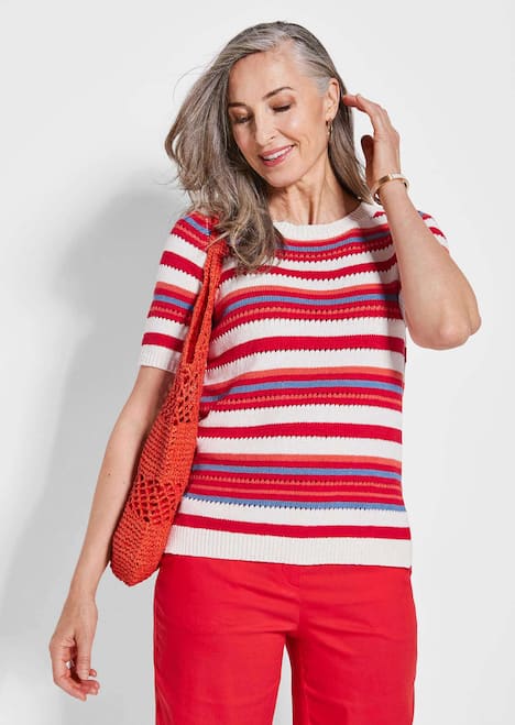 Streifenpullover mit U-Boot-Ausschnitt