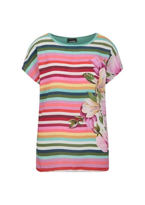 Streifenshirt mit floralen Akzenten