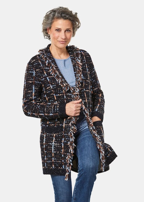 Kurzgröße - Fransenstrickjacke