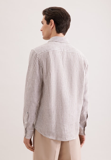 Herren Leinenhemd - Gestreift