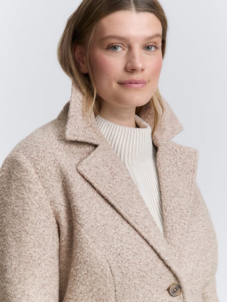 Bouclé Mantel mit Reverskragen