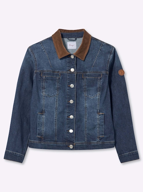 Jeans-Jacke Jeansjacke in leichter Waschung Langarm Fester Bund Hemdkragen