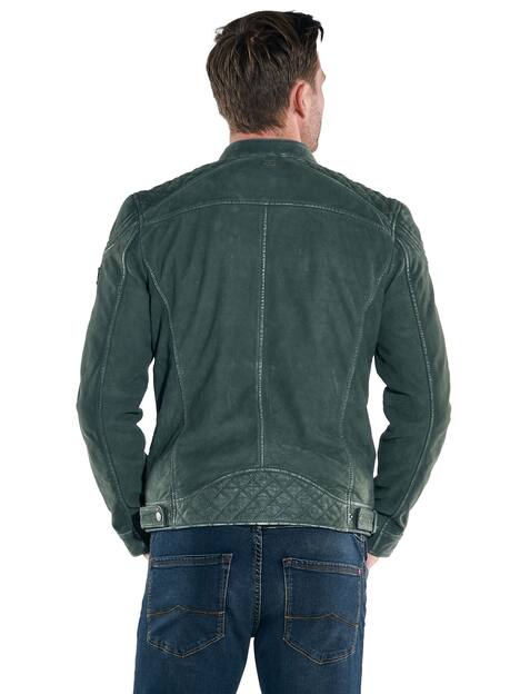 engbers Herren Lederjacke mit Stehkragen , Dunkelgruen