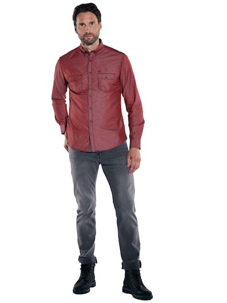 engbers Herren Langarm-Hemd kariert , Rot