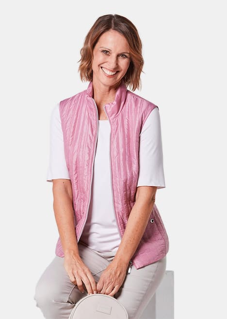 GOLDNER Gewatteerde bodywarmer Licht, doorgestikt vest met opstaande kraag