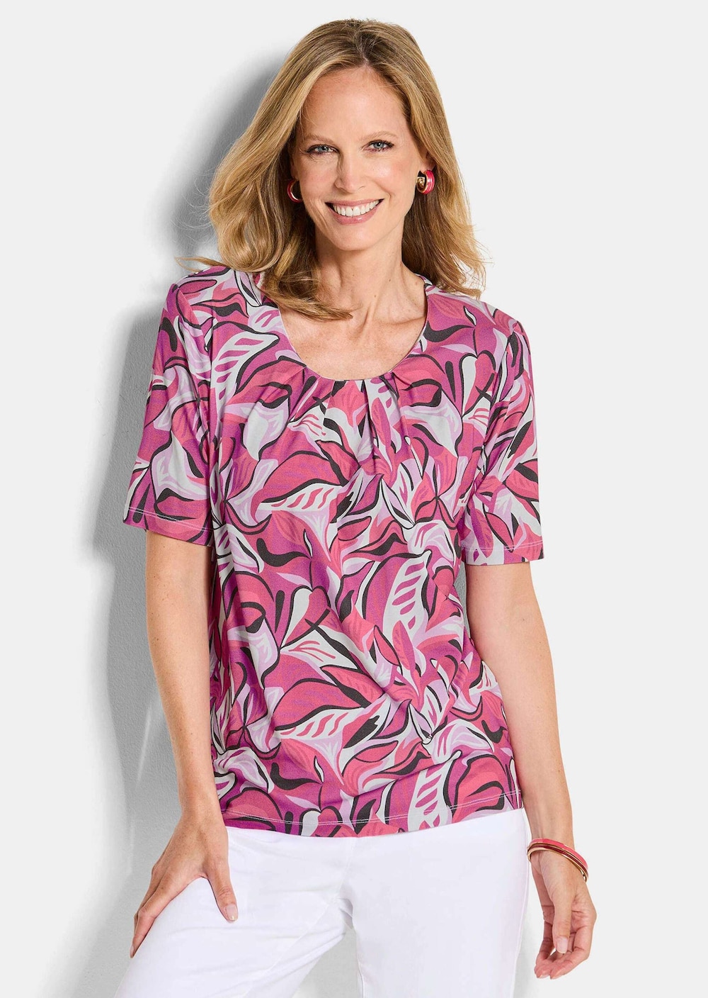 Cityshirt mit Blätter-Motiv