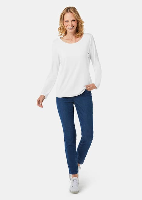 Langarmshirt mit tonaler Zierkante