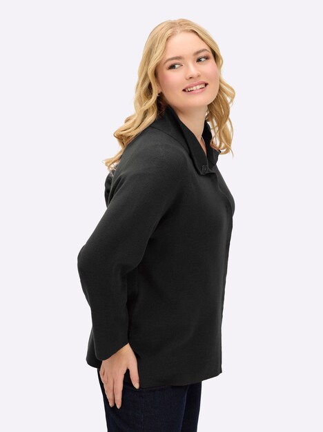 Strickjacke Langarm Milanorib Meliert Stehkragen