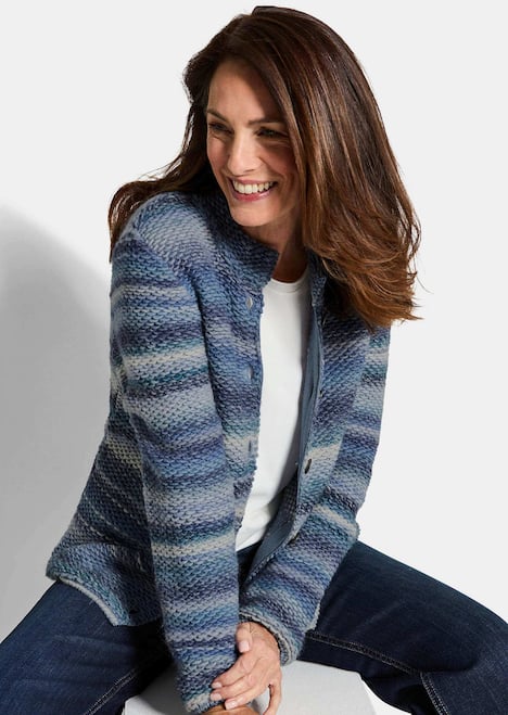 Multicolor Woll-Jacke mit Stehkragen