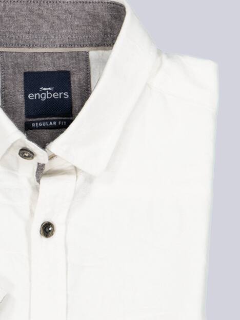 engbers Herren Kurzarm-Hemd gemustert , Naturweiss