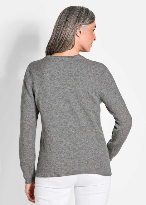 Kaschmirstrickjacke mit Rundhalsausschnitt