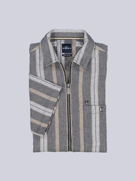 engbers Herren Kurzarm-Hemd gestreift , Anthrazit